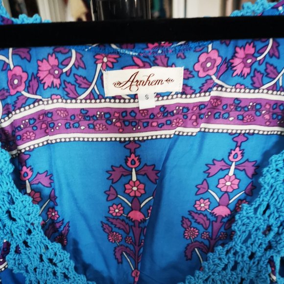 Fushcia and Blue Crochet Top - Picture 2 of 5